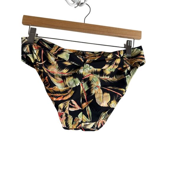 Sunsets Escape Retro Retreat Black Tropical Floral Print Foldover Bikini Bottoms - Picture 6 of 10